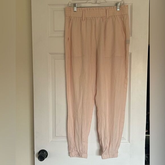POL Peach Pink Tencel Rayon High Rise Joggers Pants Size Large - Picture 1 of 10